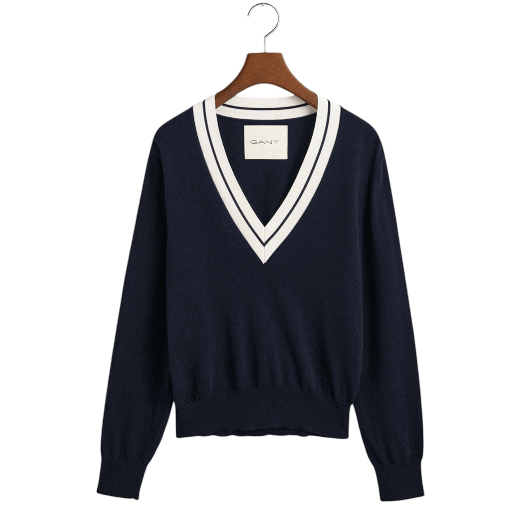 Gant Contrast V Neck Jumper